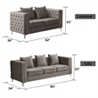 Hybition Velvet Sofa Modern Couch with Button-Tufted Metal Legs Grey