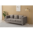 Hybition Velvet Sofa Modern Couch with Button-Tufted Metal Legs Grey