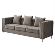 Hybition Velvet Sofa Modern Couch with Button-Tufted Metal Legs Grey