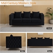 Hybition Velvet Sofa Modern Couch with Button-Tufted Metal Legs Black