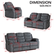 Hybition Fabric Reclining Sofa Set Modern Chair & Loveseat & Sofa Set Grey