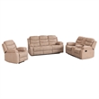 Hybition Fabric Reclining Sofa Set Modern Chair & Loveseat & Sofa Set Camel