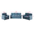 Hybiton Modern 3 Piece Sofa Set Linen Chair & Loveseat & Sofa - Blue
