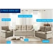 Hybiton Modern 3 Piece Sofa Set Linen Chai r& Loveseat & Sofa-Light Camel
