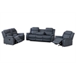 Hybition 3 Piece Fabric Reclining Living Room Set with Cup Holders Storage Grey