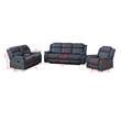 Hybition 3 Piece Fabric Reclining Living Room Set with Cup Holders Storage Grey