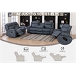 Hybition 3 Piece Fabric Reclining Living Room Set with Cup Holders Storage Grey