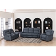 Hybition 3 Piece Fabric Reclining Living Room Set with Cup Holders Storage Grey