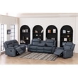 Hybition 3 Piece Fabric Reclining Living Room Set with Cup Holders Storage Grey