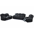 3 Pieces PU Leather Power Reclining Sofa Set Black