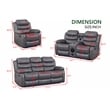 Hybition PU Leather Multi Functional Sofa Set Reclining Living Room Set Grey