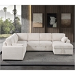 Hybition Fabric U-Shape Sofa Modern Pull out Sofa bed  & Storage Space-Beige