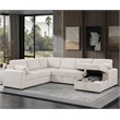Hybition Fabric U-Shape Sofa Modern Pull out Sofa bed  & Storage Space-Beige