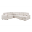 Hybition Fabric U-Shape Sofa Modern Pull out Sofa bed  & Storage Space-Beige