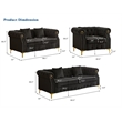 Hybition 3-Pieces Living Room Set Modern Velvet Sofa Set & Golden rivets-Black