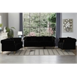 Hybition 3-Pieces Living Room Set Modern Velvet Sofa Set & Golden rivets-Black