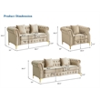 Hybition 3-Pieces Living Room Set Modern Velvet Sofa Set & Golden rivets-Beige