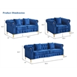 Hybition 3-Pieces Living Room Set Modern Velvet Sofa Set & Golden rivets-Blue