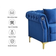 Hybition 3-Pieces Living Room Set Modern Velvet Sofa Set & Golden rivets-Blue