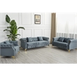 Hybition 3-Pieces Living Room Set Modern Velvet Sofa Set & Golden rivets-Grey