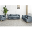 Hybition 3-Pieces Living Room Set Modern Velvet Sofa Set & Golden rivets-Grey
