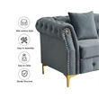 Hybition 3-Pieces Living Room Set Modern Velvet Sofa Set & Golden rivets-Grey