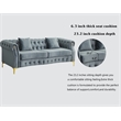 Hybition 3-Pieces Living Room Set Modern Velvet Sofa Set & Golden rivets-Grey