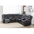 Hybition Manual Recliner Sectional Sofa Set PU Leather L-Shaped Couch Black