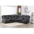 Hybition Manual Recliner Sectional Sofa Set PU Leather L-Shaped Couch Black