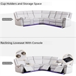 Hybition Power Reclining Sectional Sofa  PU Leather L-Shaped Sofa White