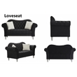Modern Velvet Sofa Set Button Tufted Sofa and Loveseat-Black