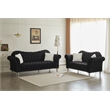 Modern Velvet Sofa Set Button Tufted Sofa and Loveseat-Black