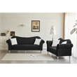 Modern Velvet Sofa Set Button Tufted Sofa and Loveseat-Black