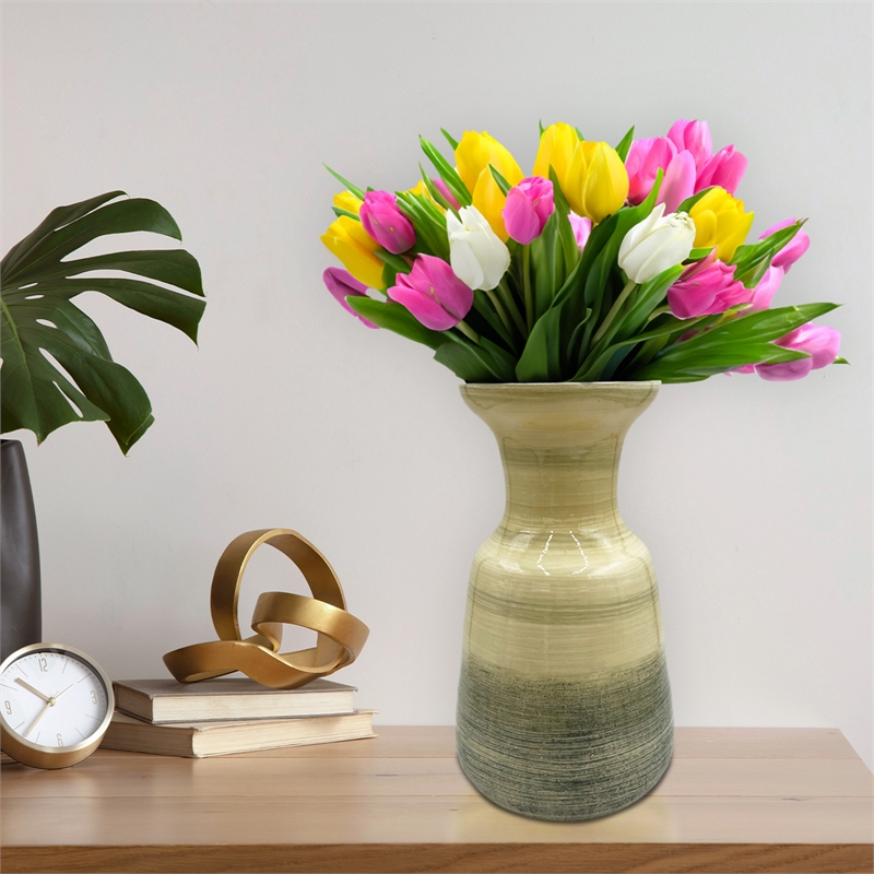 Bergamo Art Decorative Handmade Glass Modern Jug Flower Vase in Green