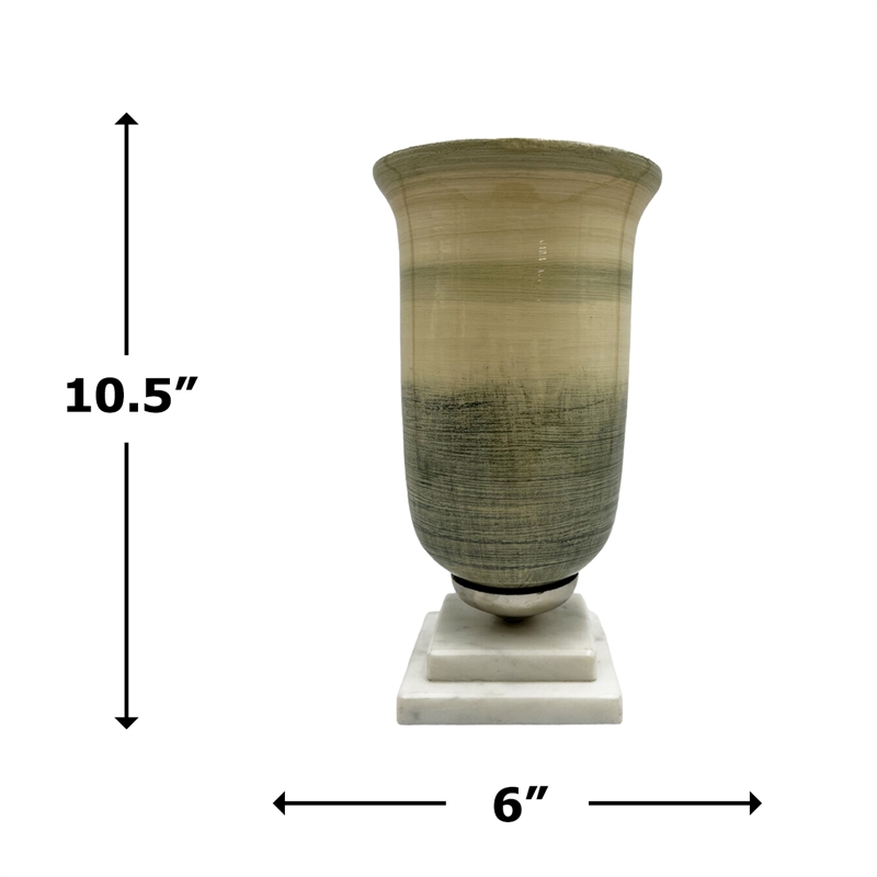 Bergamo Art Decorative Handmade Aluminum Glass Marble Cup Flower Vase in Green