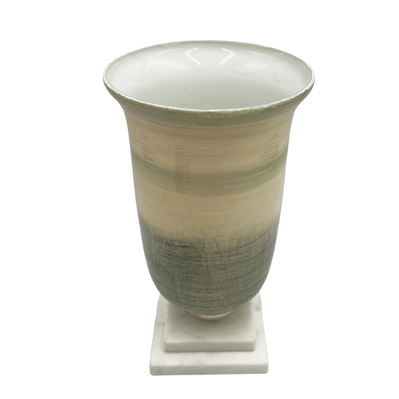 Bergamo Art Decorative Handmade Aluminum Glass Marble Cup Flower Vase in Green