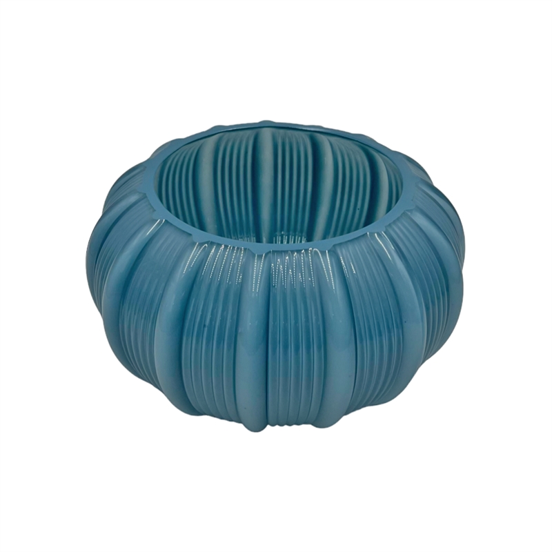 Bergamo Art Set of 2 Decorative Handmade Glass Vases for Flowers in Blue
