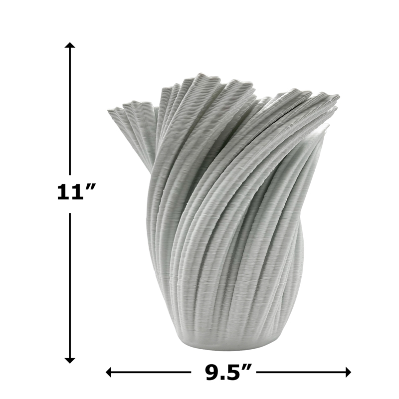 Bergamo Art 11 Inch Tall White Ceramic Vase in White