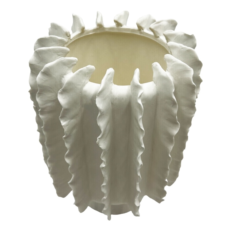 Bergamo Art 10 Inch Tall Modern White Ceramic Vase in White