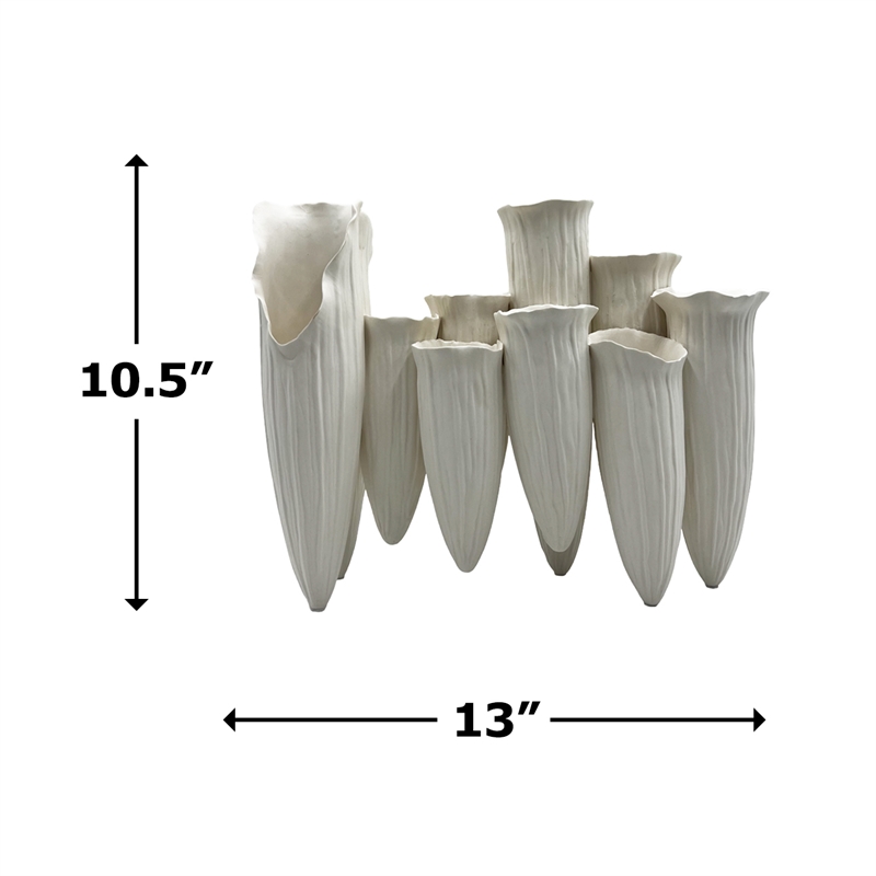Bergamo Art 13 Inch Wide Modern White Ceramic Vase in White