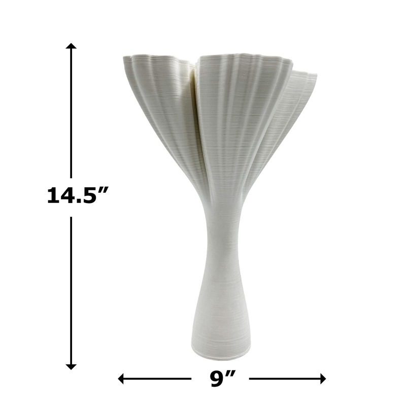 Bergamo Art 15 Inch Tall White Ceramic Abstract Vase in White in White