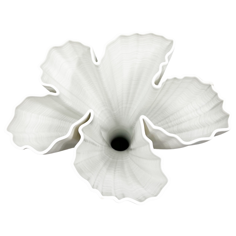 Bergamo Art 15 Inch Tall White Ceramic Abstract Vase in White in White