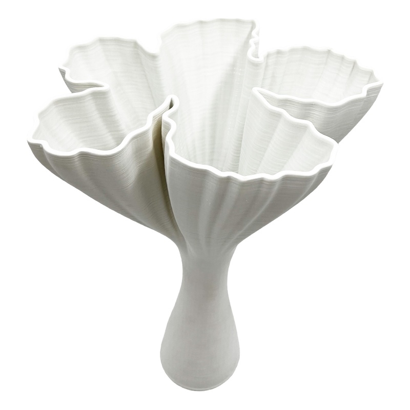 Bergamo Art 15 Inch Tall White Ceramic Abstract Vase in White in White