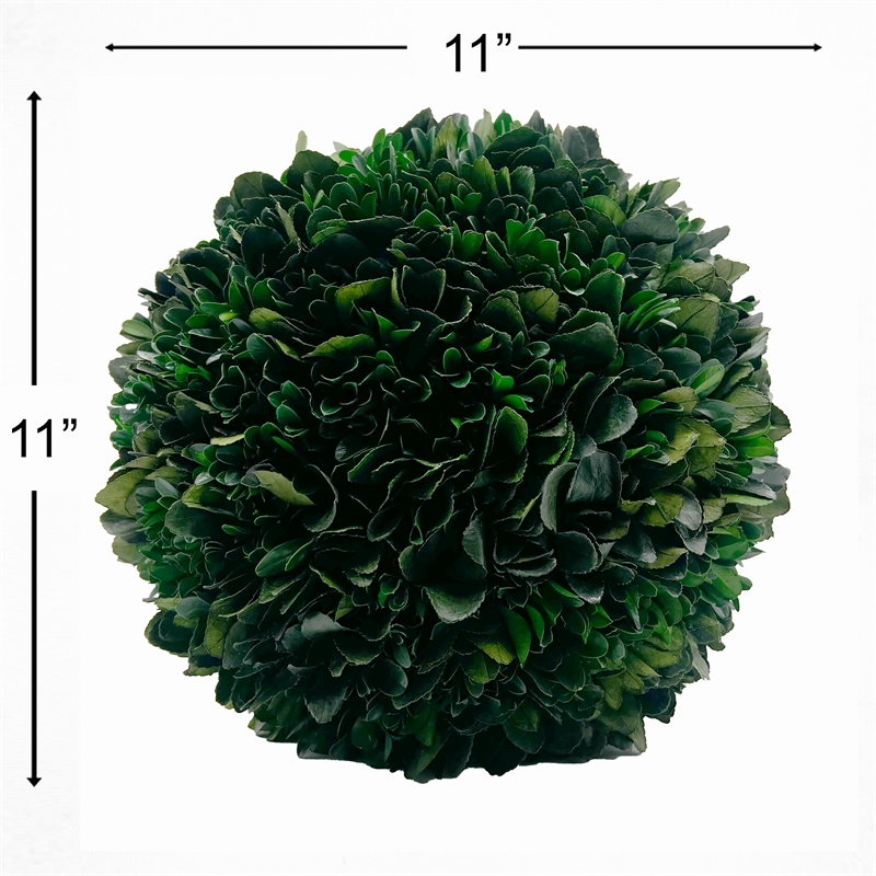 Bergamo Art Preserved 11 Inch Decorative Boxwood Ball in Green