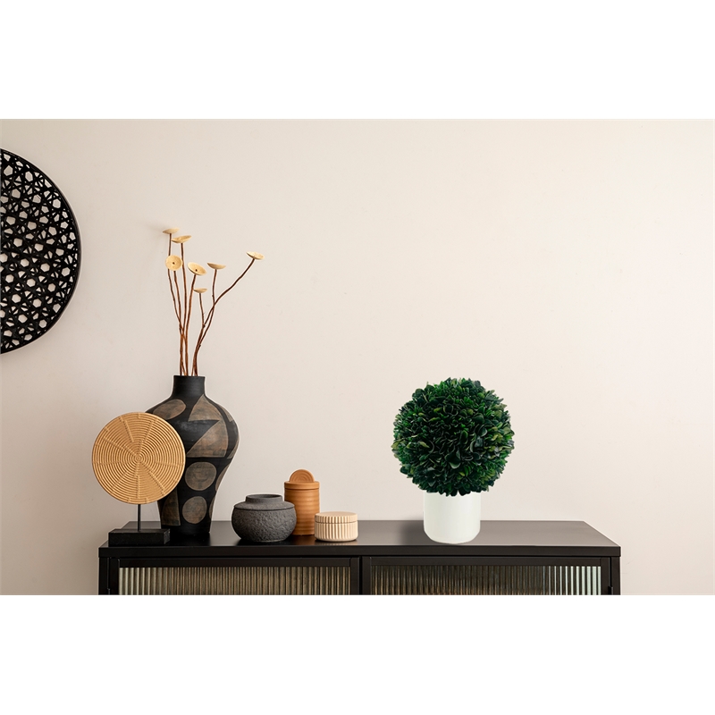 Bergamo Art Preserved 11 Inch Decorative Boxwood Ball in Green