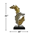 Bergamo Art 21 Inch Tall Handmade Aluminum Abstract Leaf Sculpture Gold Silver
