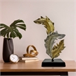 Bergamo Art 21 Inch Tall Handmade Aluminum Abstract Leaf Sculpture Gold Silver