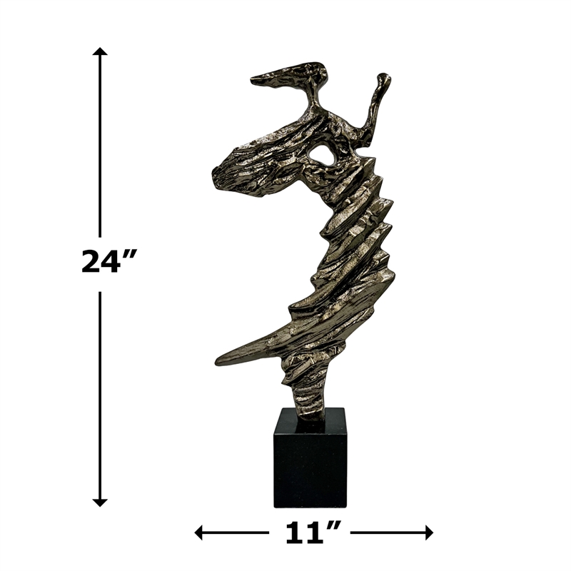 Bergamo Art 24 Inch Tall Handmade Aluminum and Marble Abstract Sculpture Bronze