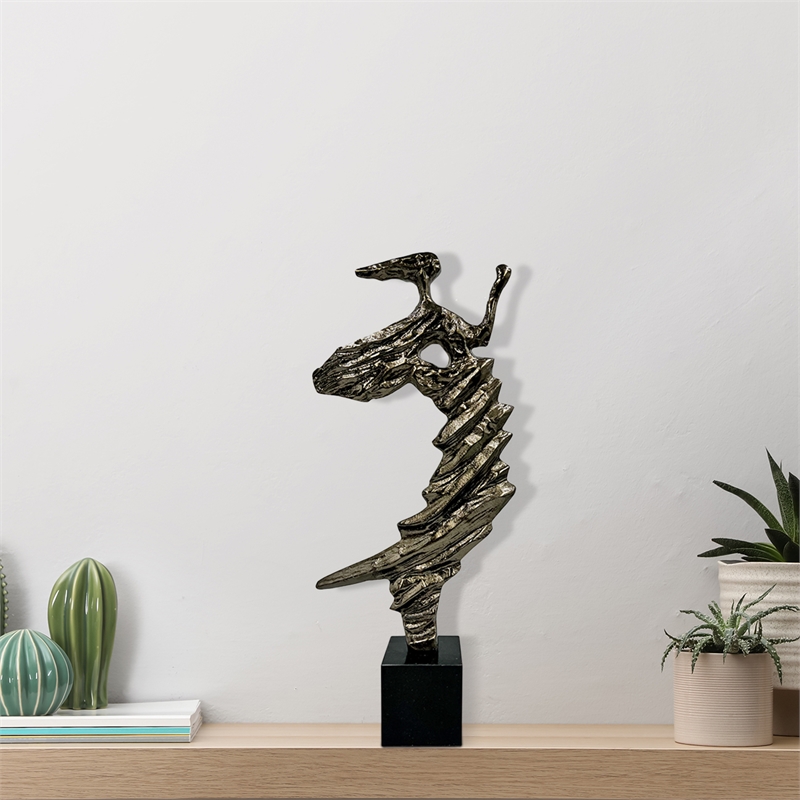 Bergamo Art 24 Inch Tall Handmade Aluminum and Marble Abstract Sculpture Bronze