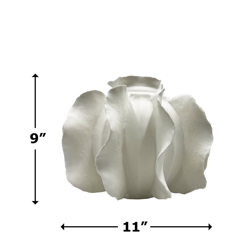 Bergamo Art 11 Inch Wide White Ceramic Vase in White